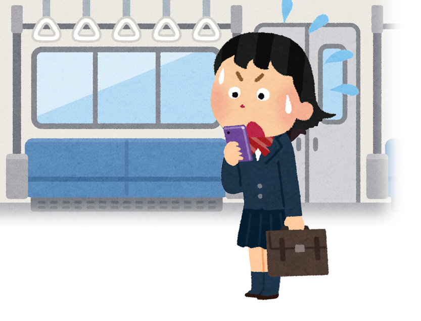 電車の中でラインを受け取った女子高生